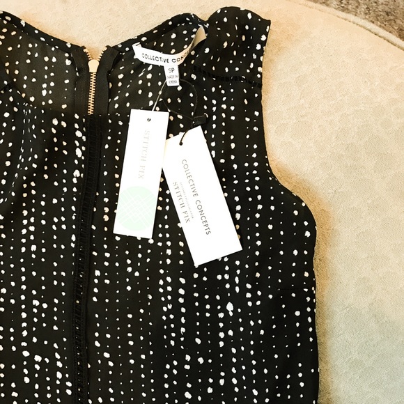 Black and white sleeveless peplum top - Picture 2 of 4